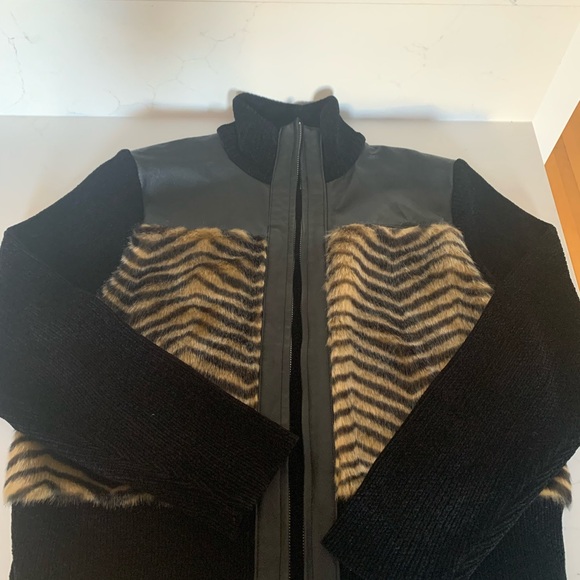 Vintage Faux fur, genuine leather and chenille shacket - Picture 3 of 8